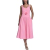 image:imageKarl Lagerfeld Womens Sleeveless Drop Waist Midi Dress with Flower Applique BeltPink Sherbet