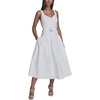 image:imageKarl Lagerfeld Womens Sleeveless Drop Waist Midi Dress with Flower Applique BeltSoft White