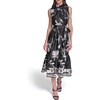 image:imageKarl Lagerfeld Womens Sleeveless Mock Neck Printed Scarf Twill Boarder Print Midi DressBlackBisque Multi