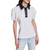 image:imageKarl Lagerfeld Womens Threaded Lace Rosette Buttons BlouseSoft White