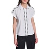 image:imageKarl Lagerfeld Womens Threaded Lace Rosette Buttons Poplin BlouseWhite