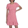image:imageKarl Lagerfeld Womens Tweed Short Sleeve Round Neck Shift Mini DressHot PinkSoft White