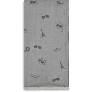 image:imageKARL LAGERFELD Paris Womens Scattered Icons Lightweight Pashmina Black One Size