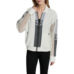 image:imageKARL LAGERFELD Womens Athleisure Comfortable Logo Tape JacketSoft White