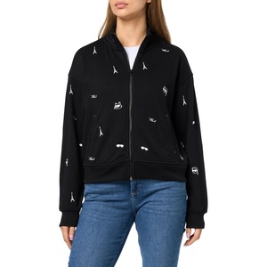 image:imageKARL LAGERFELD Womens Athleisure Sporty Allover Logo JacketBlack