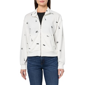 image:imageKARL LAGERFELD Womens Athleisure Sporty Allover Logo JacketSoft White