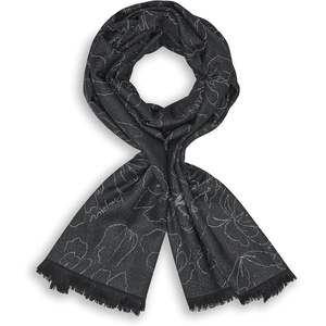 image:imageKARL LAGERFELD Womens Camilla Flower Metallic PashminaBlack