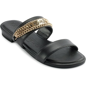 image:imageKARL LAGERFELD Womens Canne Double Band Flat Sandal With Chain Logo DesignBlack