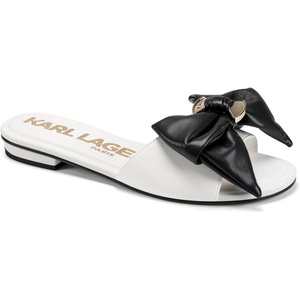 image:imageKARL LAGERFELD Womens Ciaran Flat Sandal With Bow DetailBright WhiteBlack