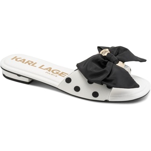 image:imageKARL LAGERFELD Womens Ciaran Flat Sandal With Bow DetailWhiteBlack
