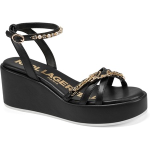 image:imageKARL LAGERFELD Womens Clemons Ankle Strap Wedge SandalBlack