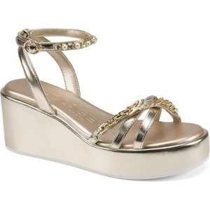 image:imageKARL LAGERFELD Womens Clemons Ankle Strap Wedge SandalWhite Gold