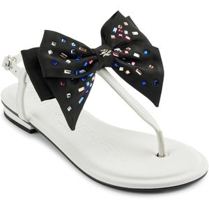 image:imageKARL LAGERFELD Womens Cristi Studded Bow Thong Flip Flop SandalBright White