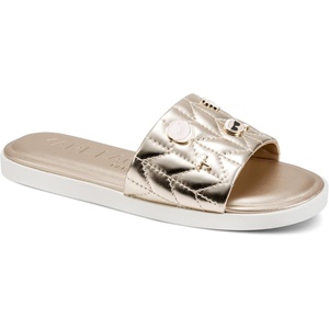image:imageKARL LAGERFELD Womens Cushioned Insole Everyday Carenza Studs  Flat SandalWhite Gold