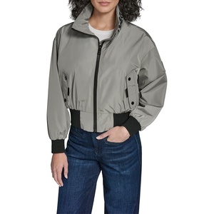 image:imageKARL LAGERFELD Womens Drop Shoulder Bomber Jacket With Logo CollarSage