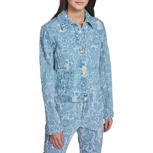 image:imageKARL LAGERFELD Womens Floral Denim Jacquard JacketSky Blue
