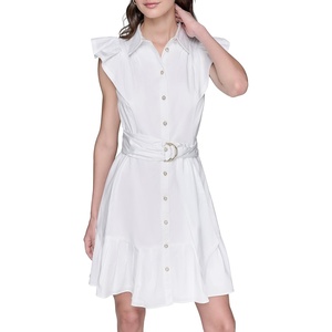 image:imageKARL LAGERFELD Womens Flutter Sleeve Collared ShirtdressSoft White
