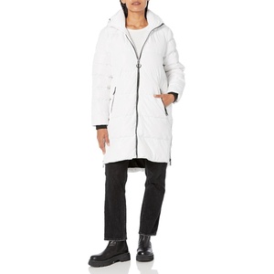 image:imageKARL LAGERFELD Womens Full Length Puffer JacketKnit Cuff Hooded White