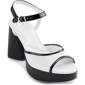 image:imageKARL LAGERFELD Womens Hallet Platform Block Heel With Ankle StrapBright WhiteBlack