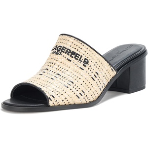 image:imageKARL LAGERFELD Womens Harford Heeled Sandal Mule With Embroidered LogoNaturalBlack