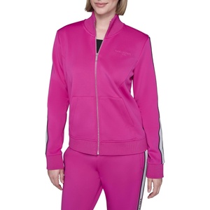 image:imageKARL LAGERFELD Womens Long Sleeve Athleisure Logo Tape Scuba JacketBright Jewel Pink