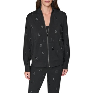 image:imageKARL LAGERFELD Womens Long Sleeve Athleisure Printed Zip Up JacketBlackBlack