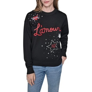 image:imageKARL LAGERFELD Womens Long Sleeve Crew Neck Lamour Tattoo SweaterBlack