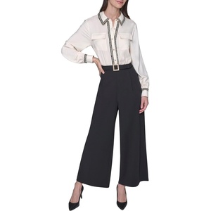 image:imageKARL LAGERFELD Womens Long Sleeve Scuba Crepe JumpsuitBirchBlack