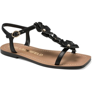 image:imageKARL LAGERFELD Womens Margate Flat Thong Sandal With Flower EmbellishmentsBlack