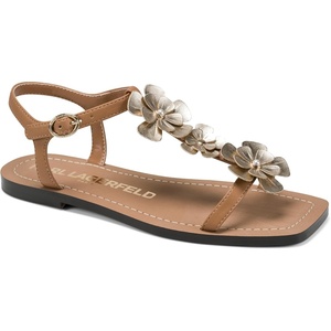 image:imageKARL LAGERFELD Womens Margate Flat Thong Sandal With Flower EmbellishmentsTan