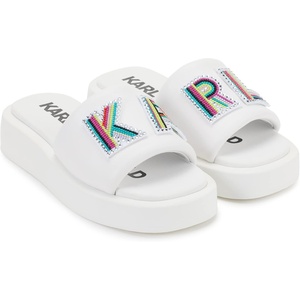 image:imageKARL LAGERFELD Womens Opal Embellished Platform SandalLight White