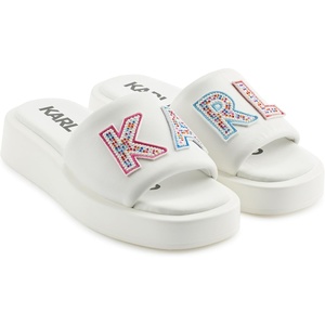 image:imageKARL LAGERFELD Womens Opal Embellished Platform SandalWhite Gold