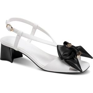 image:imageKARL LAGERFELD Womens Suttyn Heeled Sandal With BowBright WhiteDark Black