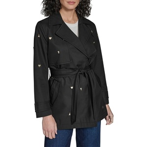 image:imageKARL LAGERFELD Womens Trench Coat With Logo PinsBlack