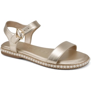 image:imageKARL LAGERFELD womens Cresson Ankle Strap SandalWhite Gold