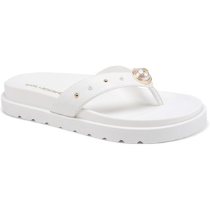 image:imageKARL LAGERFELD womens Hayze Flip Flop With Pearl EmbellishmentsBright White