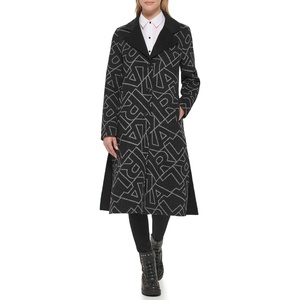 image:imageKARL LAGERFELD womens Legacy Military Long Wool CoatCollared Wool Black