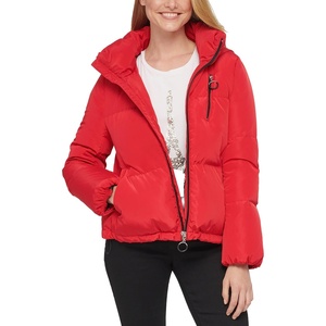 image:imageKARL LAGERFELD womens Stand Collar Short Puffer JacketHooded Red