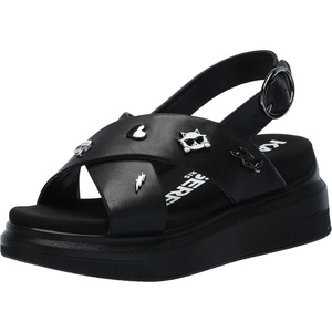 image:imageKARL LAGERFELD womens Tilda Criss Cross Wedge Sandal With PinsBlack