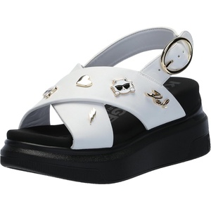 image:imageKARL LAGERFELD womens Tilda Criss Cross Wedge Sandal With PinsBright White