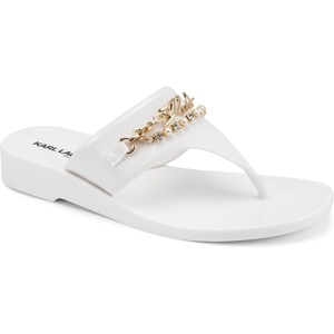 image:imageKARL LAGERFELD womens Vesperina Flip Flop Sandal With Chain EmbellishmentBright White