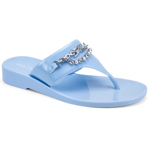 image:imageKARL LAGERFELD womens Vesperina Flip Flop Sandal With Chain EmbellishmentLight Blue