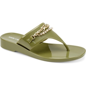 image:imageKARL LAGERFELD womens Vesperina Flip Flop Sandal With Chain EmbellishmentLight Olive