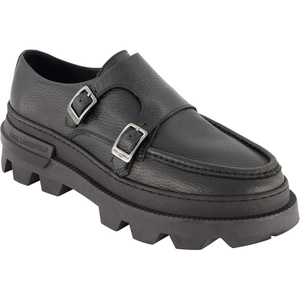 image:imageKarl Lagerfeld Mens Tumbled Leather Double Monk Moc Toe ShoeBlack