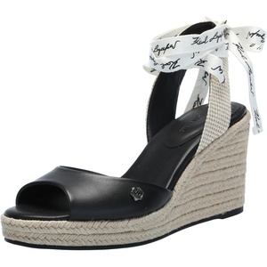 image:imageKarl Lagerfeld Paris Womens Cecilia Ankle Wrap Wedge Espadrille SandalBlack