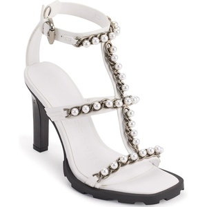 image:imageKarl Lagerfeld Paris Womens Midge Tstrap Studded Heel SandalBright White