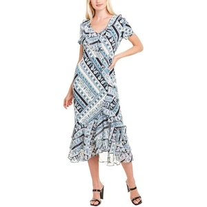 image:imageKarl Lagerfeld Paris Womens Ruffle Maxi DressMarine Multi
