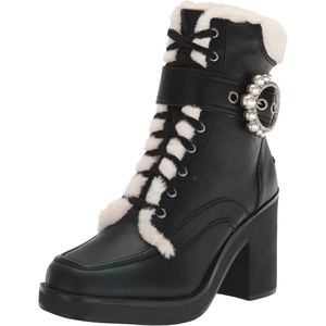 image:imageKarl Lagerfeld Paris womens Dottie Fur Lace Up BootBlackNatural
