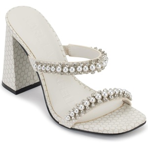 image:imageKarl Lagerfeld Paris womens Rayan Embellished Block Heel SandalSoft White
