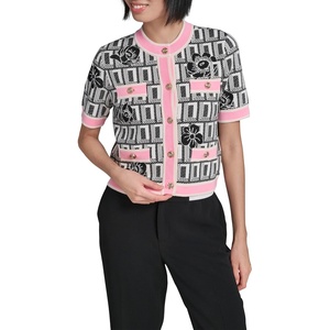 image:imageKarl Lagerfeld Womens Bright Cardigan with Floral DetailingSoft WhiteBlackPink